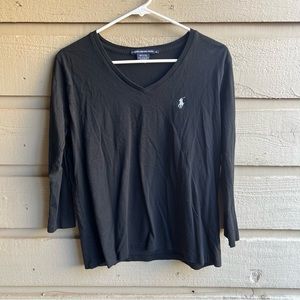 Polo Ralph Lauren black v-neck long sleeve size large